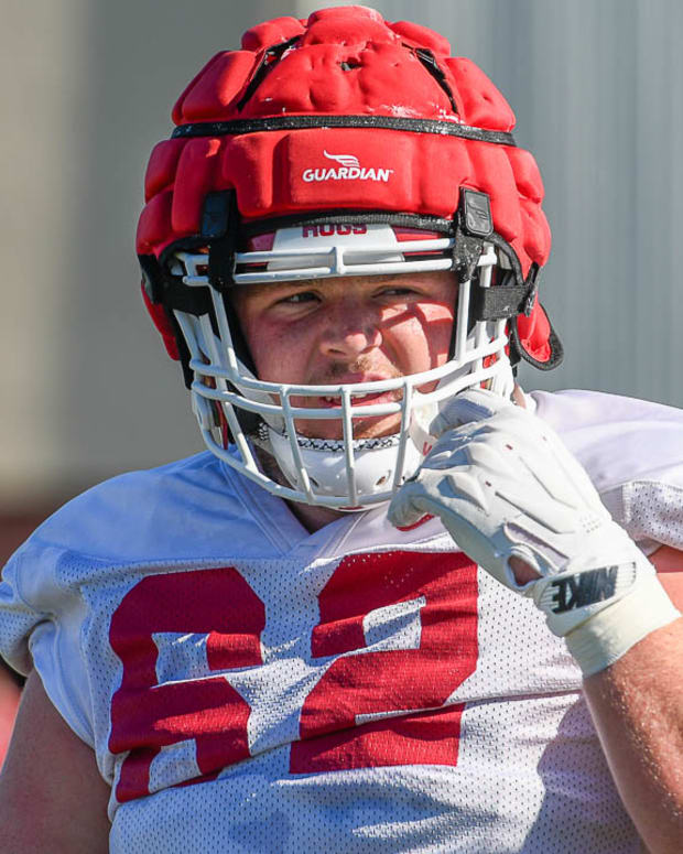 Razorbacks' guard Brady Latham during Tuesday morning's practice